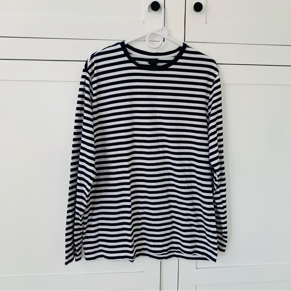 Men’s H&M Navy Blue Stripe Long Sleeve Top Size Large
